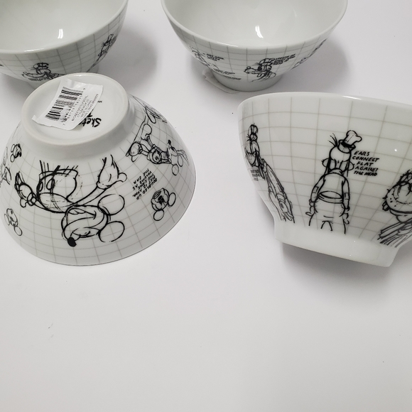 4 Disney Sketchbook GOOFY Mickey Ceramic Bowls - Picture 6 of 11